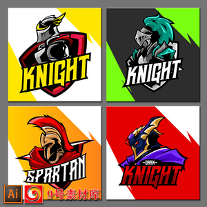 卡通斯巴达勇士骑士图标标志矢量装饰服装t恤设计素材