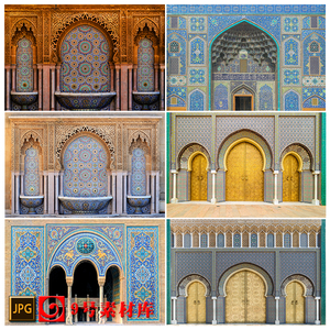 欧式教堂寺庙宫殿拱门大门弧形门窗建筑背景图片设计素材