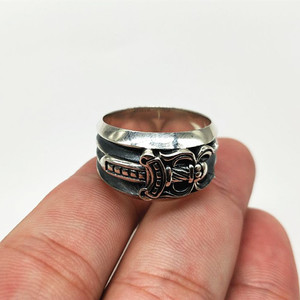 ch泰银925纯银克罗心宝剑戒指男 女朋克个性时尚潮流圣剑指环食指