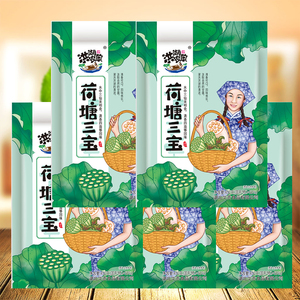 洪湖农家荷塘三宝450g*20袋商用整箱新鲜莲藕菱角莲子米清炒食材