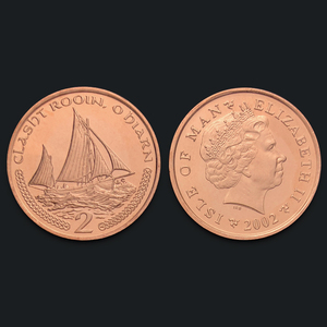 【50枚整包】全新 马恩岛2便士 外国硬币 2002年 km#1037