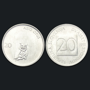 【100枚】全新 斯洛文尼亚20分硬币 动物长耳鸮 年份随机 km#8