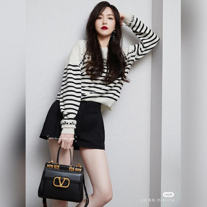 代购maje唐嫣明星同款条纹套头宽松毛衣女2021秋冬新款羊毛针织衫