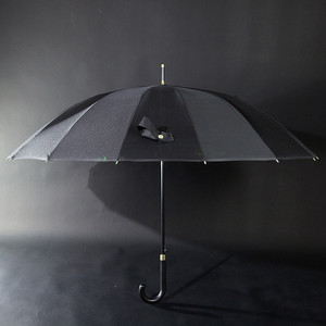 浮羽16骨长柄伞强拒水一甩干加大伞面黑色直杆伞皮质弯柄自动雨伞