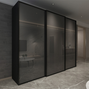 钢化玻璃衣柜北欧简约推拉滑外挂移门衣帽间整体大衣橱卧室储物柜