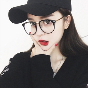 时尚新款文艺复古柳钉女潮近视配镜个性原宿平光韩国圆光学眼镜