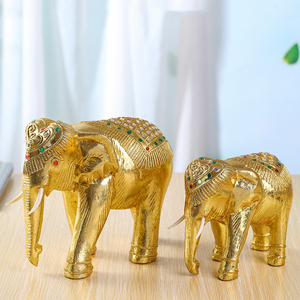 泰国手工艺品实木金箔大象桌面摆件酒柜装饰品东南亚吉象开业礼品