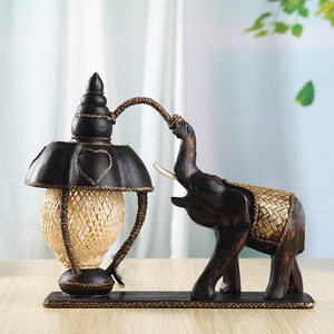 泰国进口实木质大象台灯家居装饰氛围感灯具卧室客厅床头复古台灯
