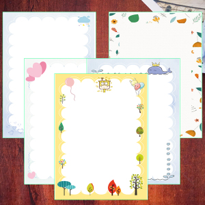 印花信纸活页纸彩页卡通打印纸可爱笔记语文特色作业纸日记材料纸