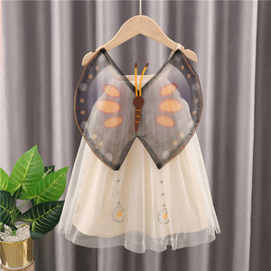 女宝宝蝴蝶衣服带翅膀的裙子女童吊带连衣裙夏天小儿童网纱公主裙