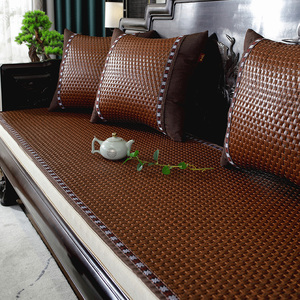 高档新中式藤席沙发垫夏季实木红木沙发凉席坐垫冰丝垫子防滑定制