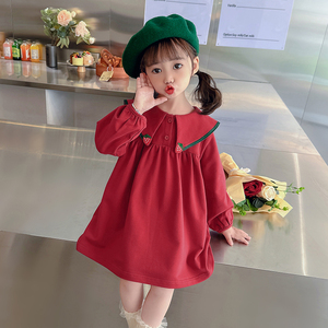 女童春装连衣裙2024春季新款韩版洋气时髦女宝宝2娃娃领裙子春款3