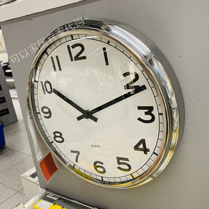 上海ikea宜家pugg普格挂钟不锈钢简约现代北欧家用客厅钟表静音