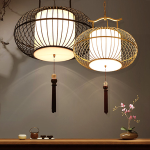 新中式铁艺鸟笼吊灯单头创意个性餐厅会所吧台茶楼饭馆工程吊灯具