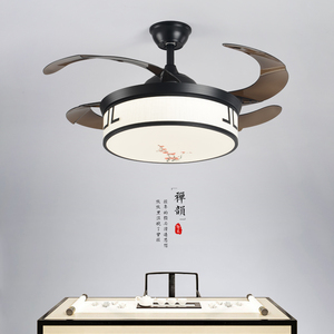 新中式吊扇灯风扇灯隐形静音餐厅吊灯中国风正反转带电风扇灯变频