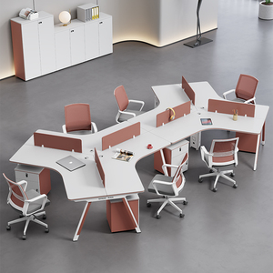 时尚创意6人位职员办公桌设计师款3/5人简约现代员工卡位桌椅组合