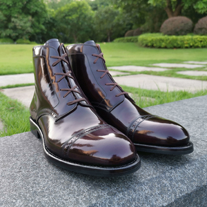 复古正装绅士靴 商务皮靴 圆头亮面小牛皮靴 顺丰包邮