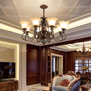 ddll别墅客厅吊灯欧式复古灯具乡村复式楼大厅灯饰餐厅卧室美式灯