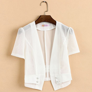 外搭2022夏季薄款网纱小披肩短外套短袖坎肩大码百搭开衫小外套女