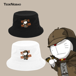 叮当猫哆啦a梦印花帽子联名款男女户外休闲纯棉遮阳渔夫帽潮流