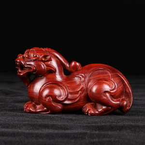 非洲小叶紫檀木雕貔貅手把件红木汉貔貅把玩件文玩把件皮丘把件