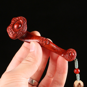 木如意手把件小叶紫檀手把件古玩木质如意文玩把件如意小挂件