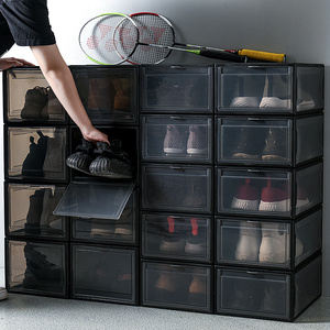 aj鞋盒放篮球鞋子透明收纳盒神器鞋柜整理防尘车载鞋箱后备箱黑色