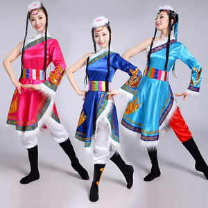 臧族舞蹈演出服装女短款舞蹈裙少数民族藏族表演西藏服饰女舞台装