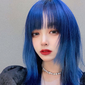 克莱因蓝染发剂2022流行色显白自己在家染发斑蓝色打蜡染发膏潮色