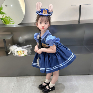 洛丽塔女童公主裙兔子警官衣服夏儿童装疯狂动物城迪士尼朱迪穿搭