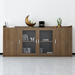 办公室茶水柜文件柜储物矮柜玻璃置物柜书柜简约办公柜杂物收纳柜