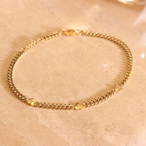 禧乐珠宝 18k金古巴爱心间隔钻石手链 时髦大气别致创意超精致