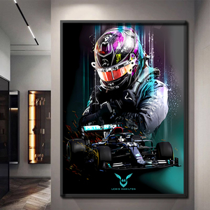 汉密尔顿F1赛车挂画梅赛德斯奔驰周边海报壁画电竞房模拟器装饰画