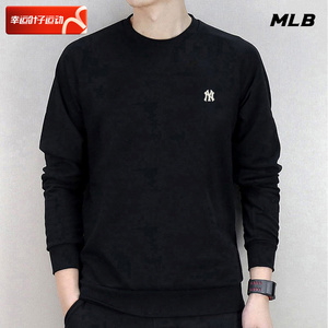 MLB男士卫衣2024春季新款NY运动服外套黑色大码长袖套头衫T恤潮