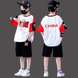 六一儿童嘻哈街舞演出服夏装套装男童幼儿园夏季中国风班服表演服