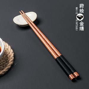 日式和风创意天然原木筷子缠线木筷手工环保木制无油无漆木餐具