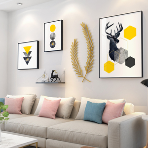 北欧风客厅装饰画小清新沙发背景墙壁画创意温馨卧室挂画抽象组合