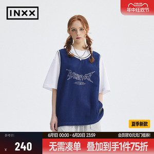 【INXX】APYD 青春运动风假两件短袖T恤男女同款美式休闲个性上衣