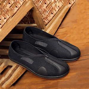 春夏网面民族风软底防滑老人休闲老北京布鞋老头乐圆口道士僧侣鞋