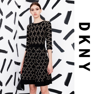 DKNY/唐可娜儿新款印花女式连衣裙针织国内代购