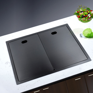隐形水槽不锈钢中岛台吧台水池隐藏式菜盆茶水间小水盆带盖板内开