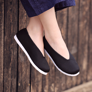 老美华布鞋女手工千层底老北京女士布鞋新款圆口黑色布鞋单鞋透气