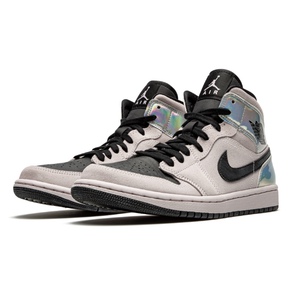 air jordan 1 mid aj1 脏粉镭射 黑粉篮球鞋 bq6472-602
