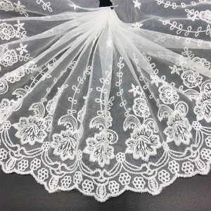 优质长一米黑白色窗帘花边辅料蕾丝布艺装饰布料手工制作网纱刺绣