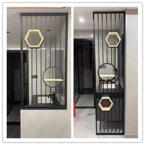 北欧金属屏风入户装饰艺术玄关隔断客厅洗漱台旁半截铁艺轻奢镂空