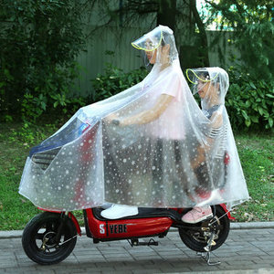 母子雨衣面罩式儿童双人亲子电动车自行车双帽檐电瓶车雨披带小孩