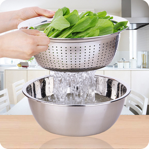 家用不锈钢盆圆形加厚洗菜沥水篮厨房和面打蛋盆水果盆洗菜盆汤盆