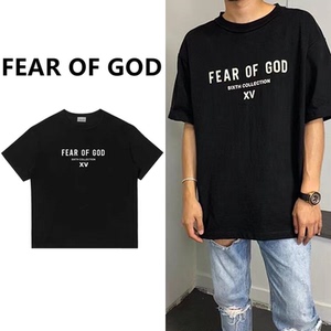 fear of god第六季日本限定fog短袖xv水洗黑嘻哈反穿半袖打底t恤