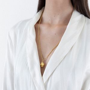 葡萄牙钱币品牌cinco 925纯银镀金陨石项链不规则锁骨链个性潮流