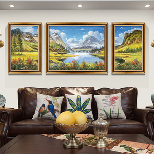 欧式风景油画三联画